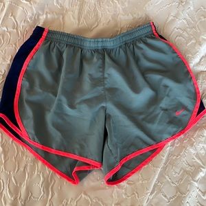 Nike L (Girls) Grey, Pink, & Navy Athletic Shorts